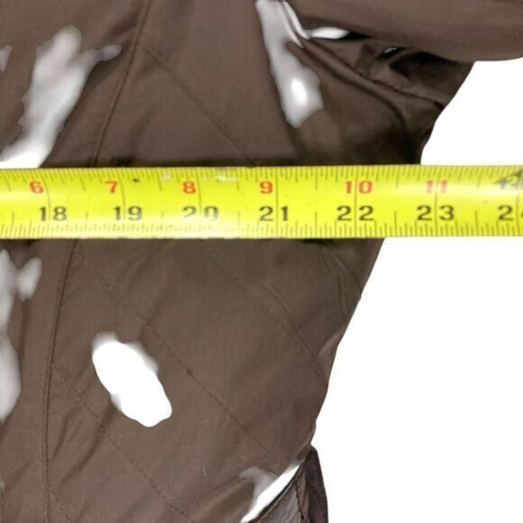 Anne Klein Rabbit Fur Trimmed Coat Sz M Brown Down Filled Belted Classic Jacket - Picture 14 of 16